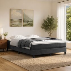 Pocket Spring Bed Mattress Medium Firmness Double Grey Velvet 137x190x20cm