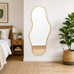 Wall Mirror Gold 90x40 cm Minimalist Vanity Hanging Decor Bedroom Bathroom Home