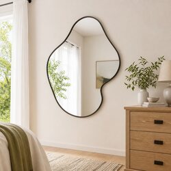 Wall Mirror Black 50x40 cm Vanity Bathroom Bedroom Home Decor Minimalist Glass