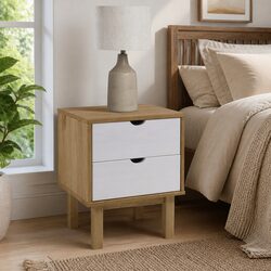 Bedside Cabinet Nightstand with Drawers Scandinavian Design Solid Pine Wood