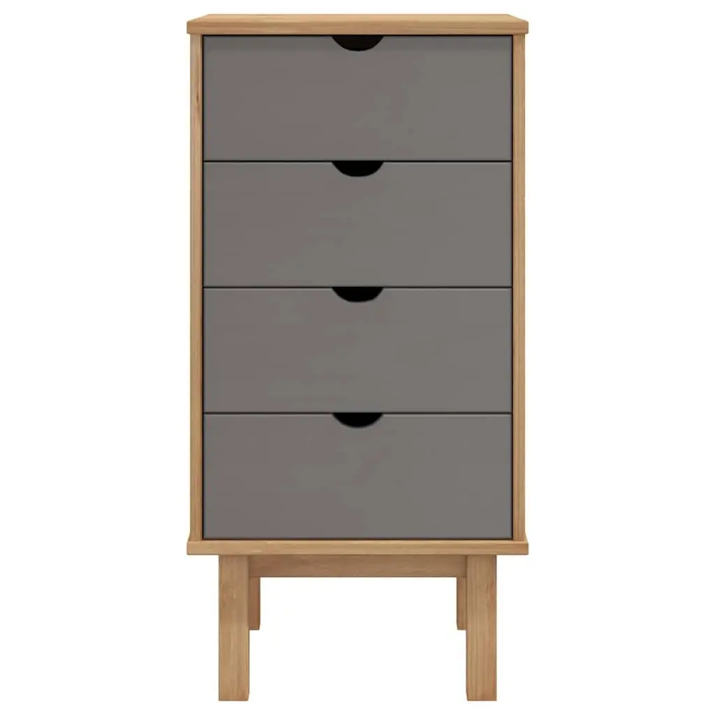 Drawer Cabinet Chest of Drawers 4 Drawer Storage Unit Solid Pine Wood Brown Grey