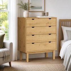 Drawer Cabinet 4 Drawers Chest of Drawers Brown Wooden Storage Bedroom Furniture