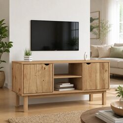 TV Cabinet Scandinavian Design Wooden Storage Unit Brown 113.5x43x57 cm