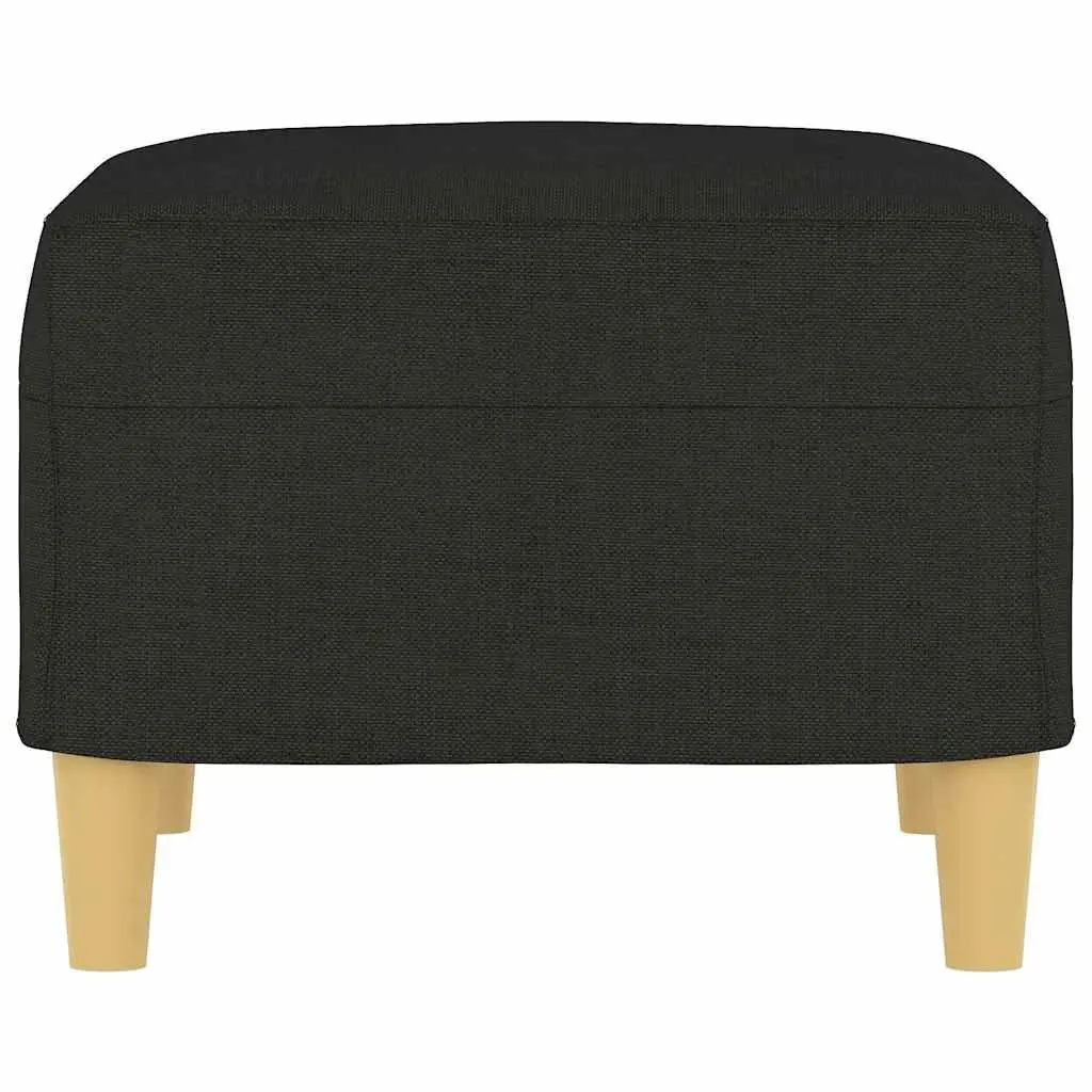 Footstool Black Fabric Ottoman Compact Size Durable Plywood Frame Living Room Furniture