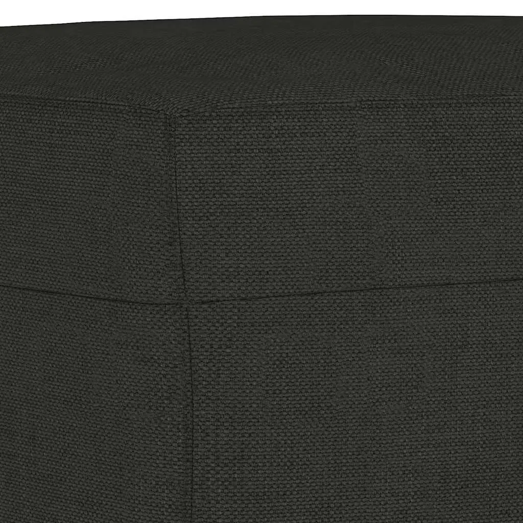 Footstool Black Fabric Ottoman Compact Size Durable Plywood Frame Living Room Furniture