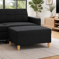 Black Fabric Footstool Ottoman Foot Rest Lounge Recliner Living Room Bedroom