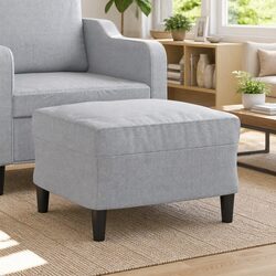 Footstool Light Grey Modern Living Room Ottoman Fabric Rest Seat Furniture