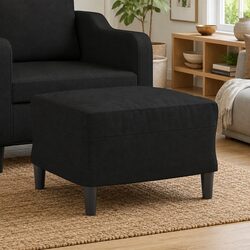 Black Footstool Ottoman Fabric Foot Rest Lounge Seat Compact Living Room 60x50cm