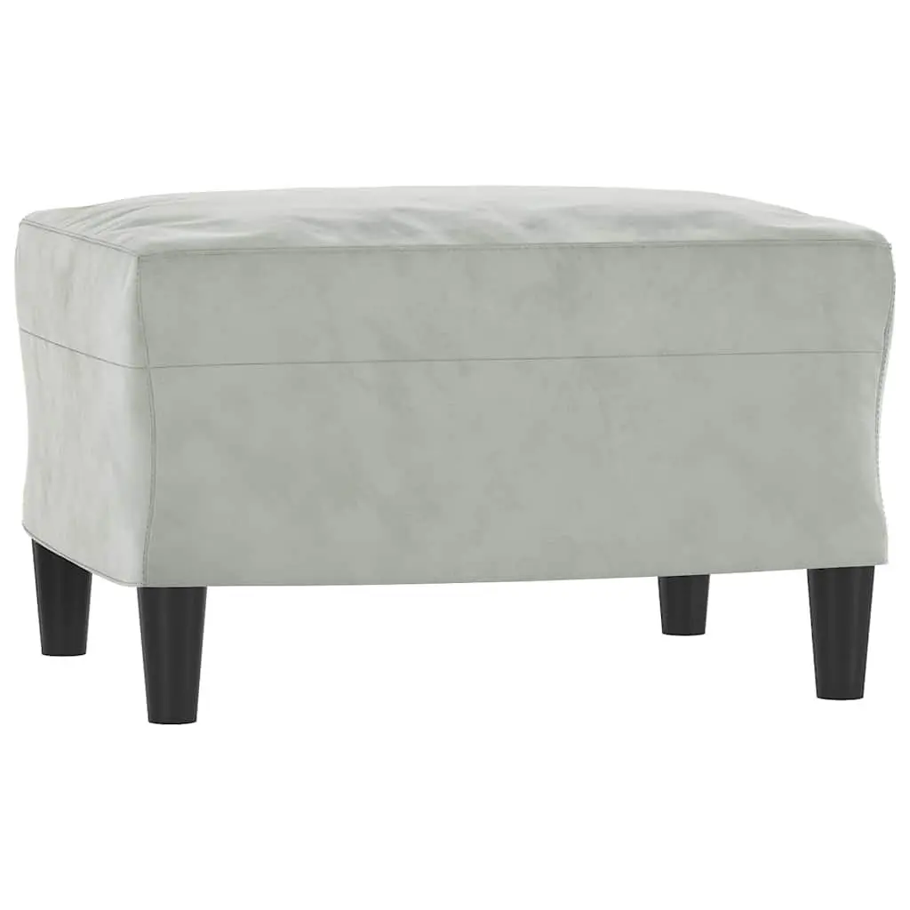 Footstool Velvet Upholstered Compact Grey