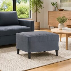Footstool Grey 60x50x41cm Velvet Ottoman Seat Rest Lounge Furniture