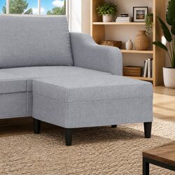 Footstool Grey 70x55x41cm Fabric Resting Stool Compact Living Room Furniture