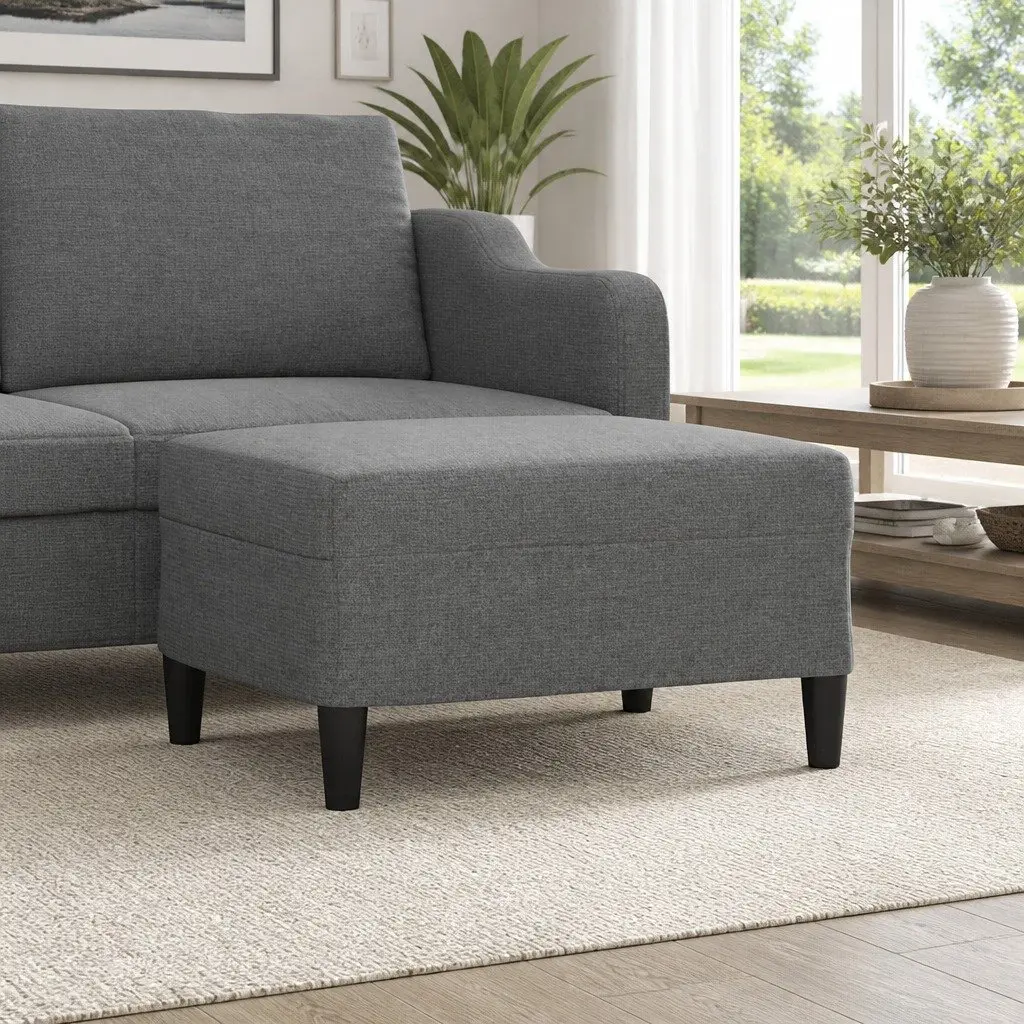 Footstool Dark Grey Fabric Foot Rest Ottoman Living Room Lounge Sofa Recliner
