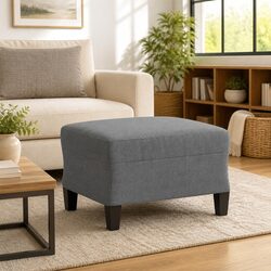 Footstool Dark Grey 60x50x41 cm Fabric Foot Rest Stool Ottoman Living Room