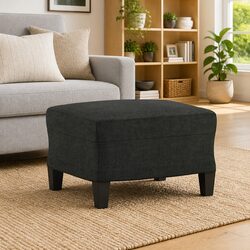 Black Fabric Footstool Foot Rest Ottoman Compact Living Room Bedroom Furniture
