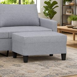 Footstool Light Grey Modern Living Room Ottoman Resting Seat Compact Design