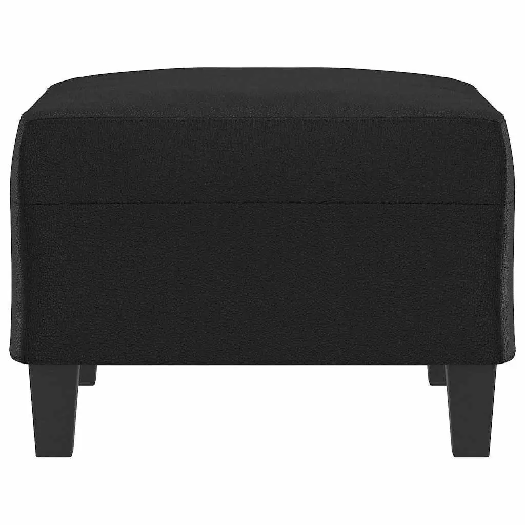 Footstool Black Faux Leather Ottoman Footrest Modern Furniture Compact Portable