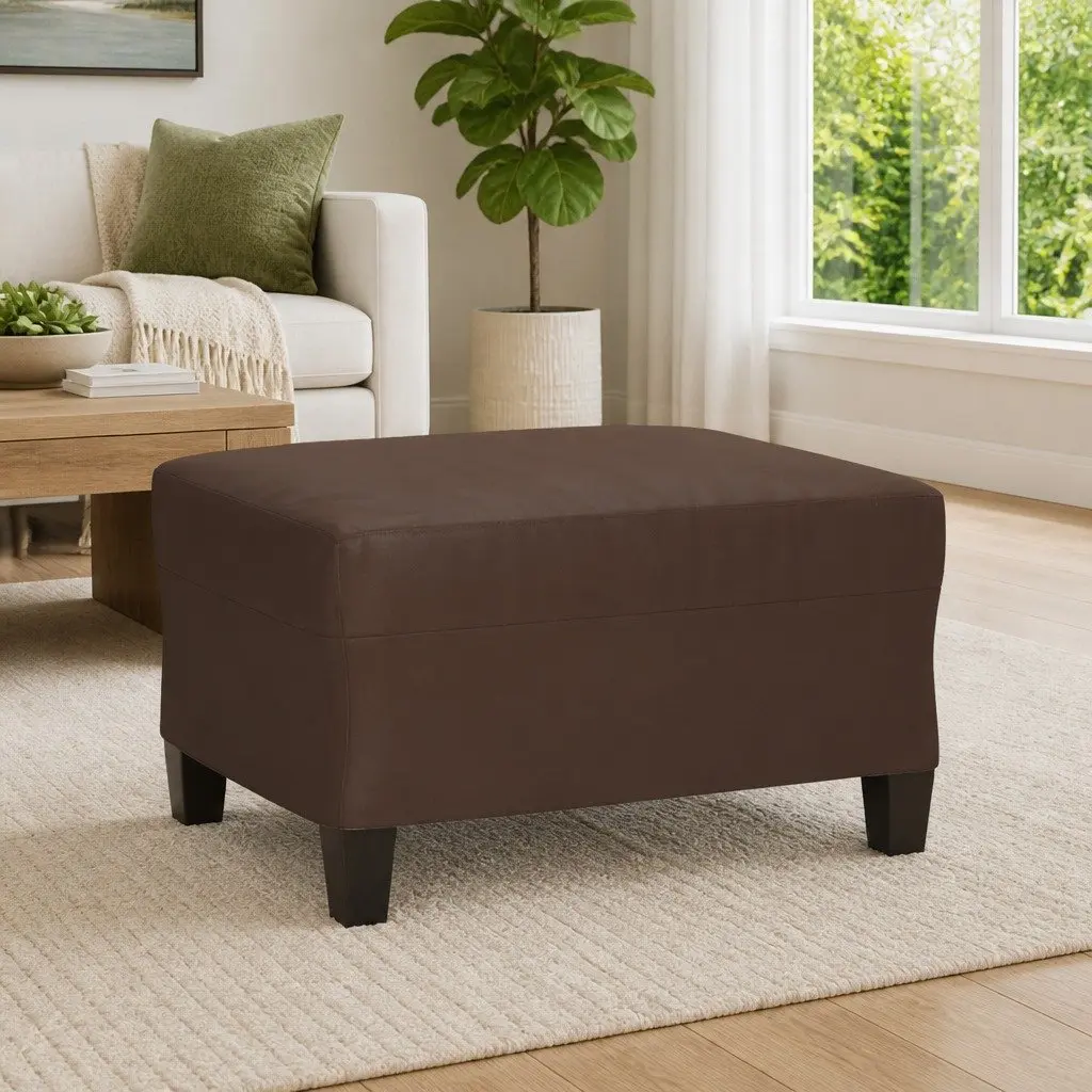 Footstool Brown 70x55x41 cm Faux Leather Ottoman Lounge Seat Rest