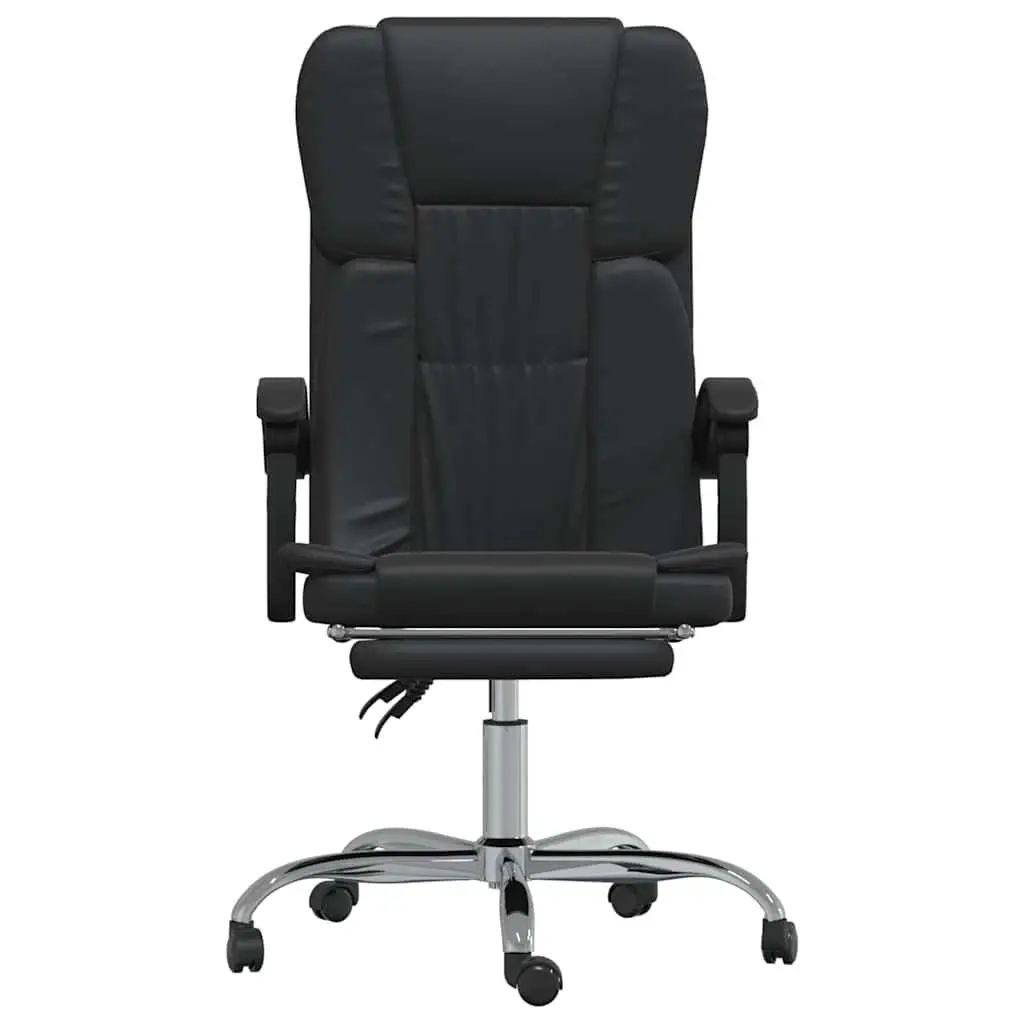 Reclining Office Chair Adjustable Height Black Faux Leather Swivel Desk