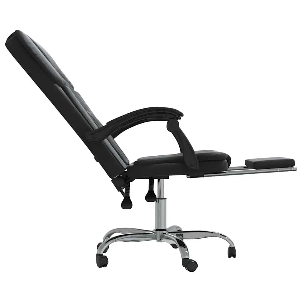 Reclining Office Chair Adjustable Height Black Faux Leather Swivel Desk