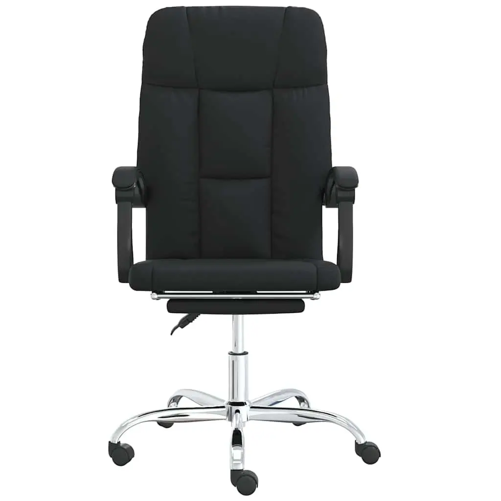 Reclining Office Chair Adjustable Height Black Faux Leather Swivel Desk