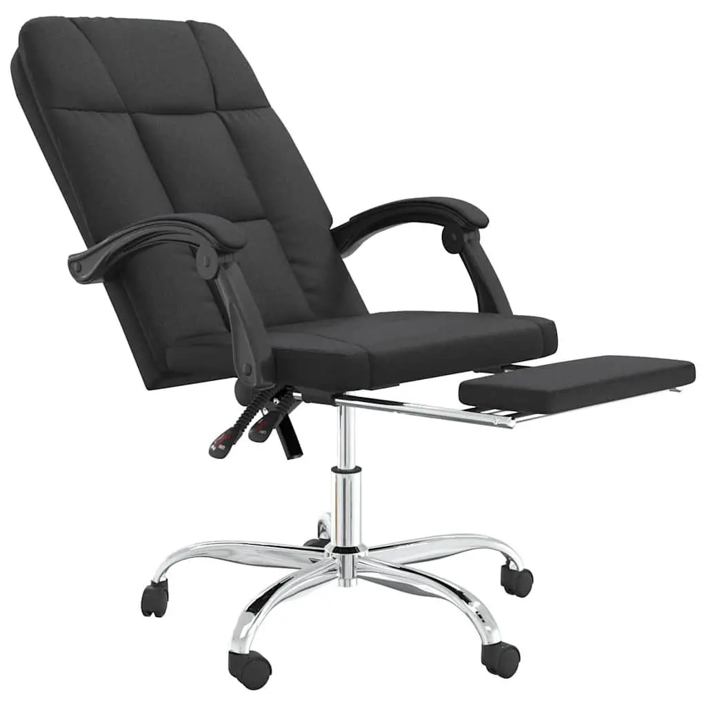 Reclining Office Chair Adjustable Height Black Faux Leather Swivel Desk