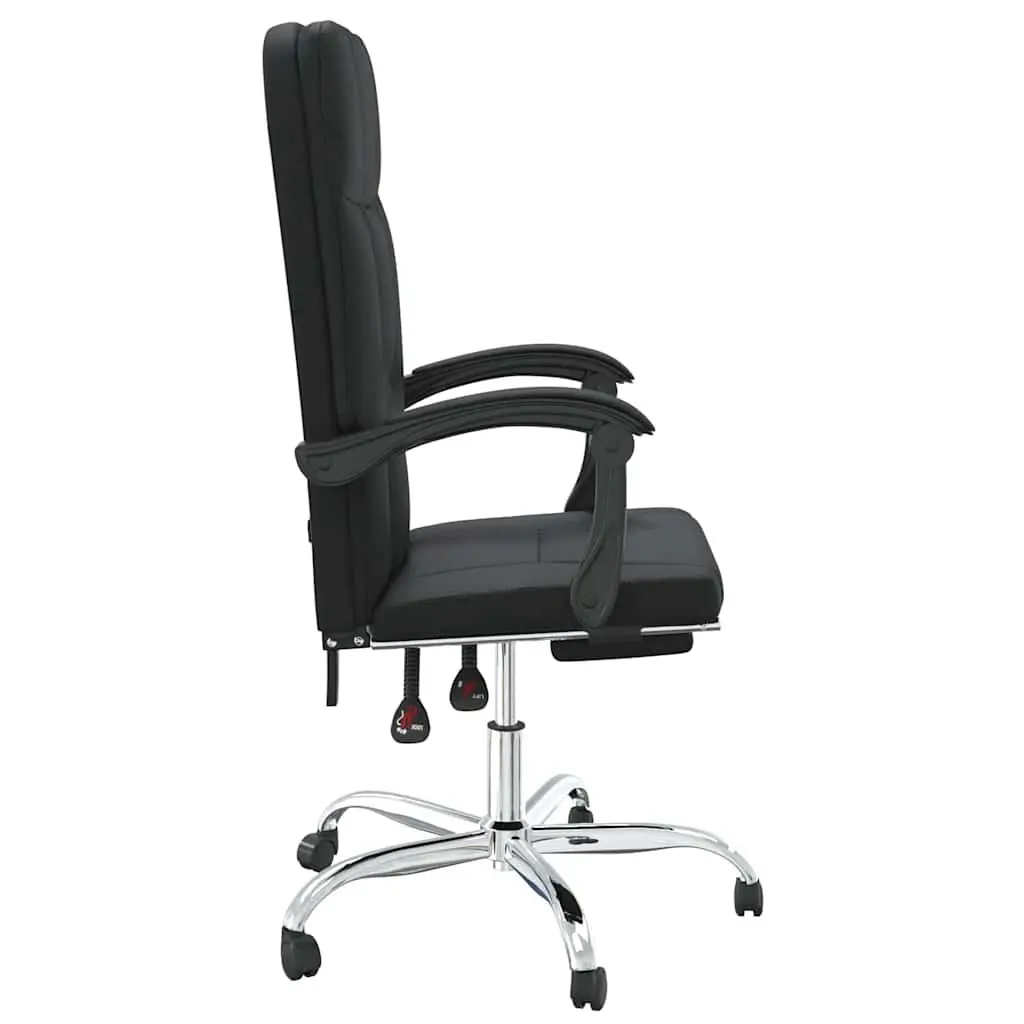 Reclining Office Chair Adjustable Height Black Faux Leather Swivel Desk