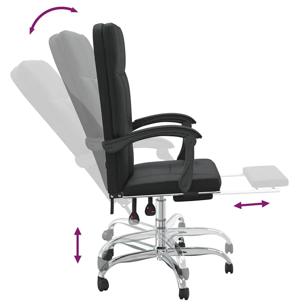 Reclining Office Chair Adjustable Height Black Faux Leather Swivel Desk