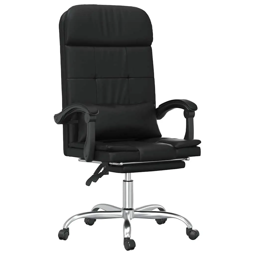 Massage Reclining Office Chair Black Faux Leather Swivel Adjustable Backrest