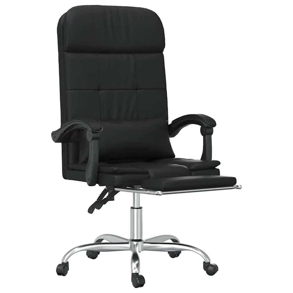 Massage Reclining Office Chair Black Faux Leather Swivel Adjustable Backrest