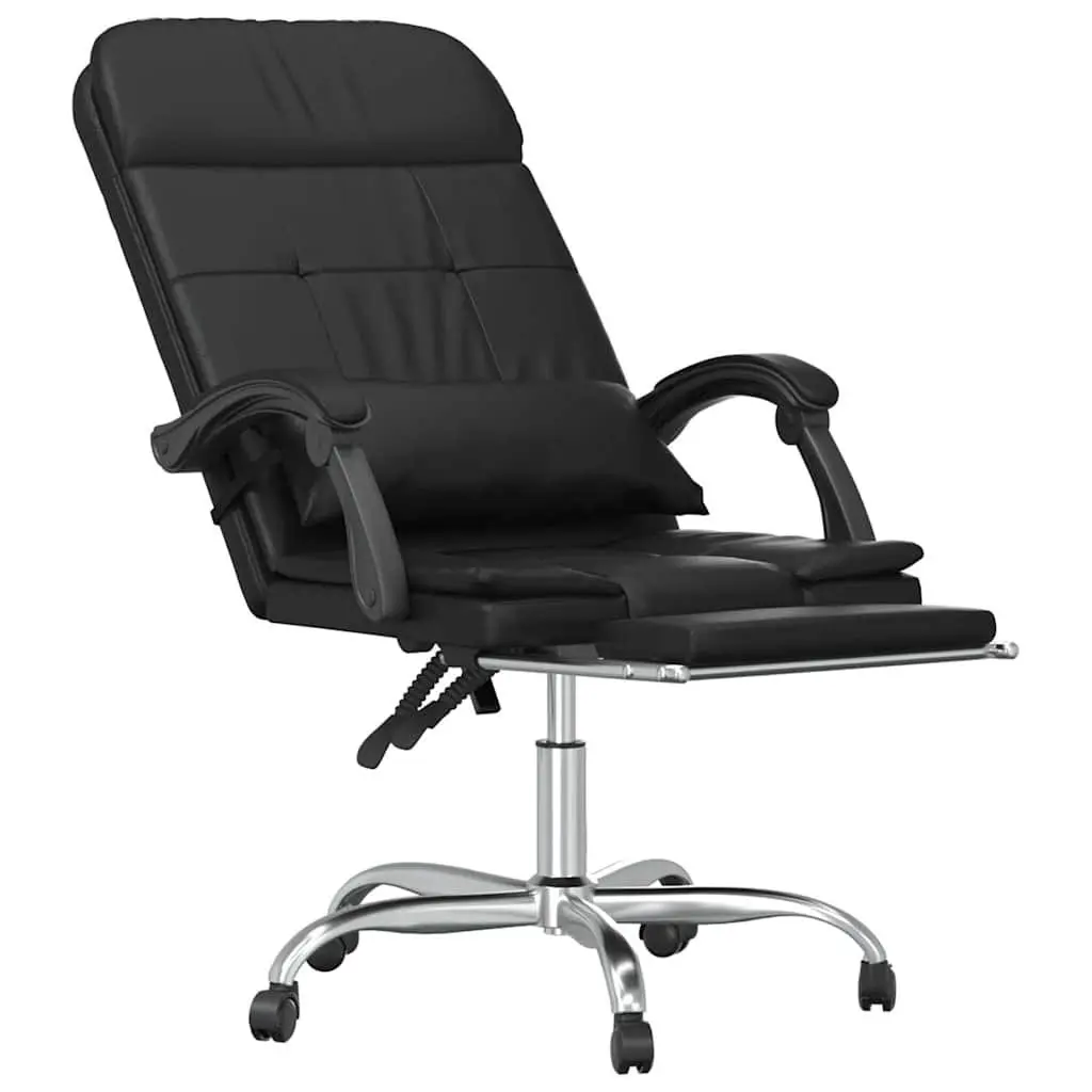 Massage Reclining Office Chair Black Faux Leather Swivel Adjustable Backrest
