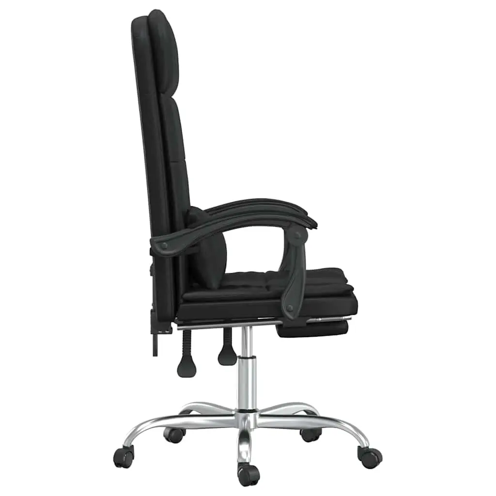 Massage Reclining Office Chair Black Faux Leather Swivel Adjustable Backrest