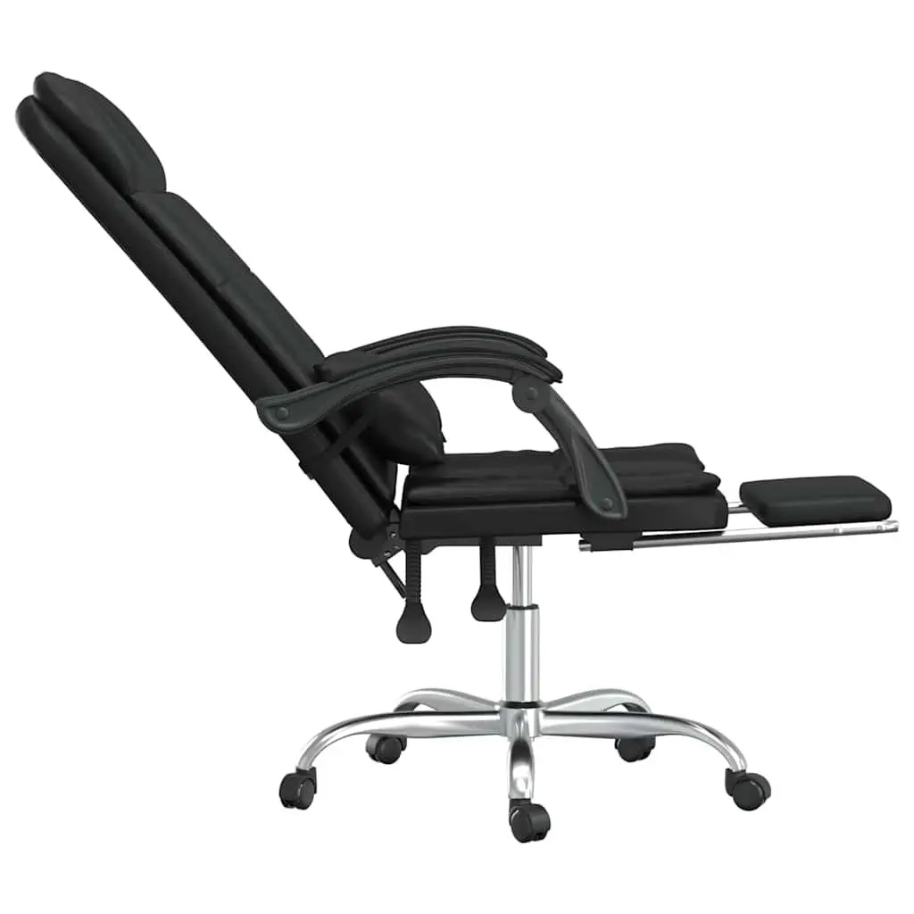 Massage Reclining Office Chair Black Faux Leather Swivel Adjustable Backrest