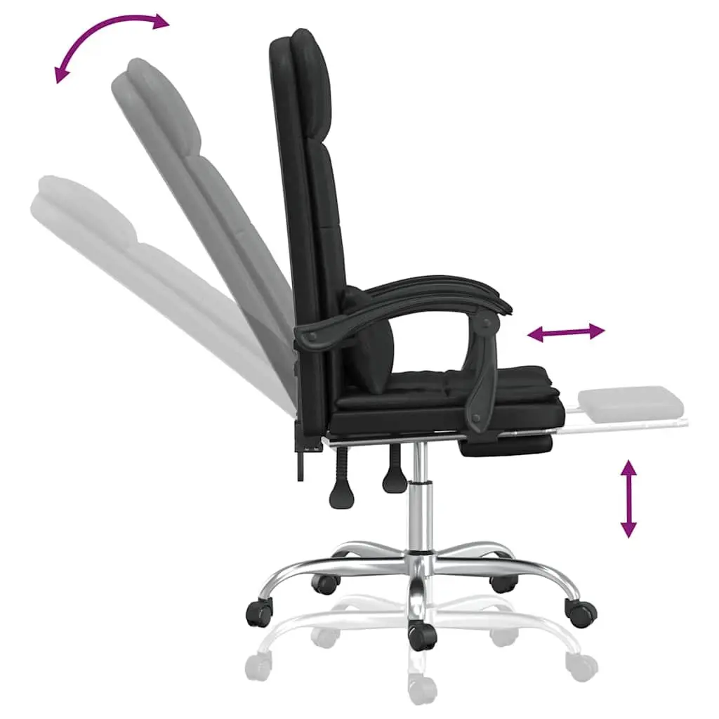 Massage Reclining Office Chair Black Faux Leather Swivel Adjustable Backrest