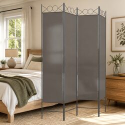 4-Panel Room Divider Folding Screen Privacy Partition Anthracite Fabric