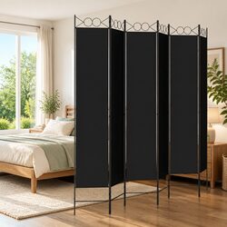 6-Panel Room Divider Screen Folding Partition Privacy Separator Black 240x220cm