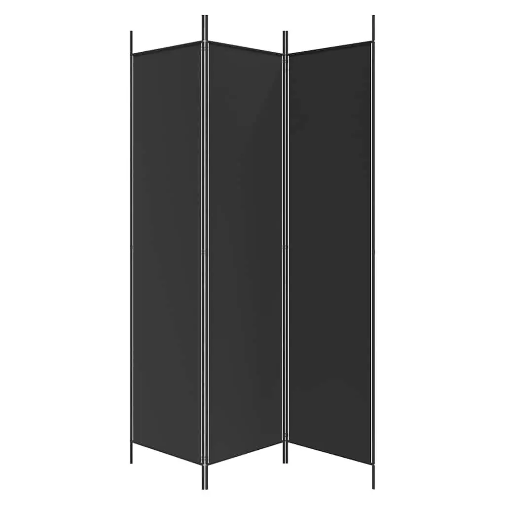 3-Panel Room Divider Screen Foldable Fabric Privacy Partition Black 150x200cm