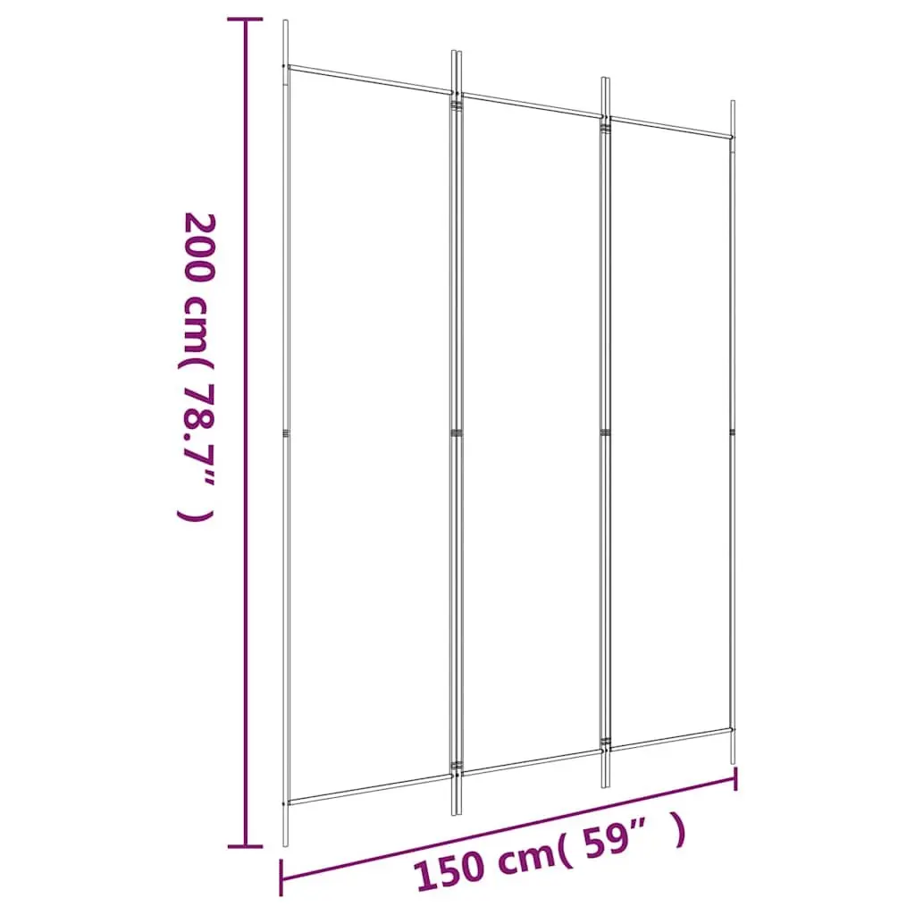 3-Panel Room Divider Screen Foldable Fabric Privacy Partition Black 150x200cm