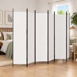 6-Panel Room Divider 300x200 cm White Folding Partition Privacy Screen