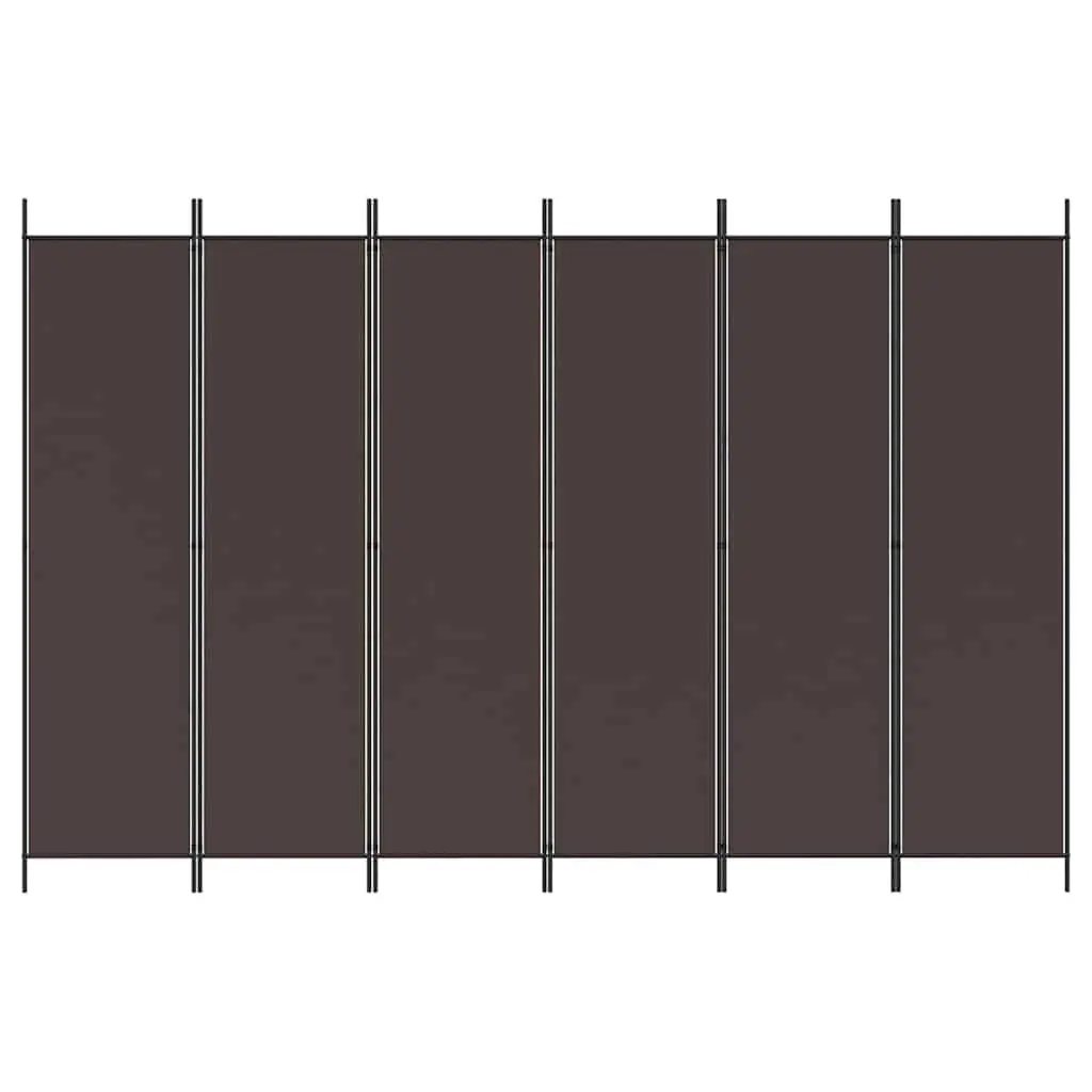 6-Panel Room Divider Folding Privacy Partition Brown Fabric 300x200cm