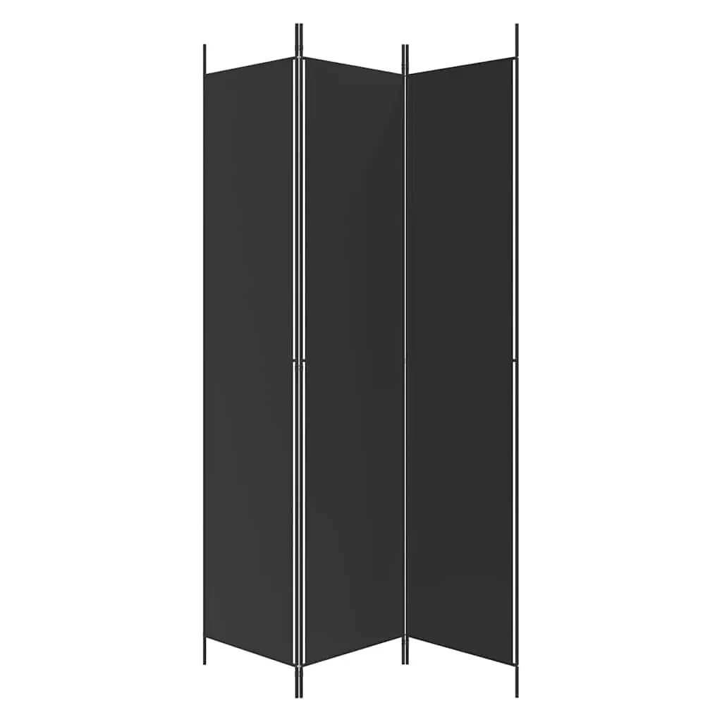 3-Panel Room Divider Foldable Privacy Partition Fabric Black 150x220cm