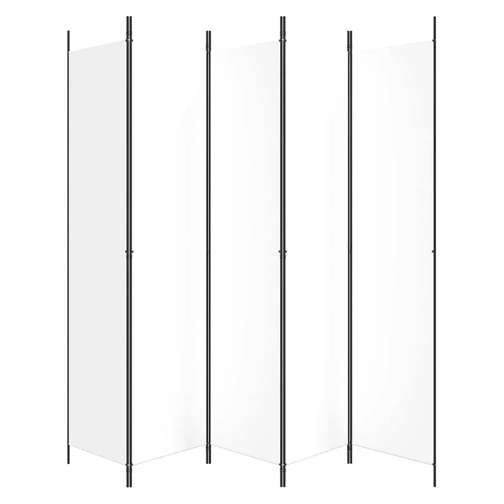 5-Panel Room Divider Folding Privacy Partition White Fabric 250x220cm