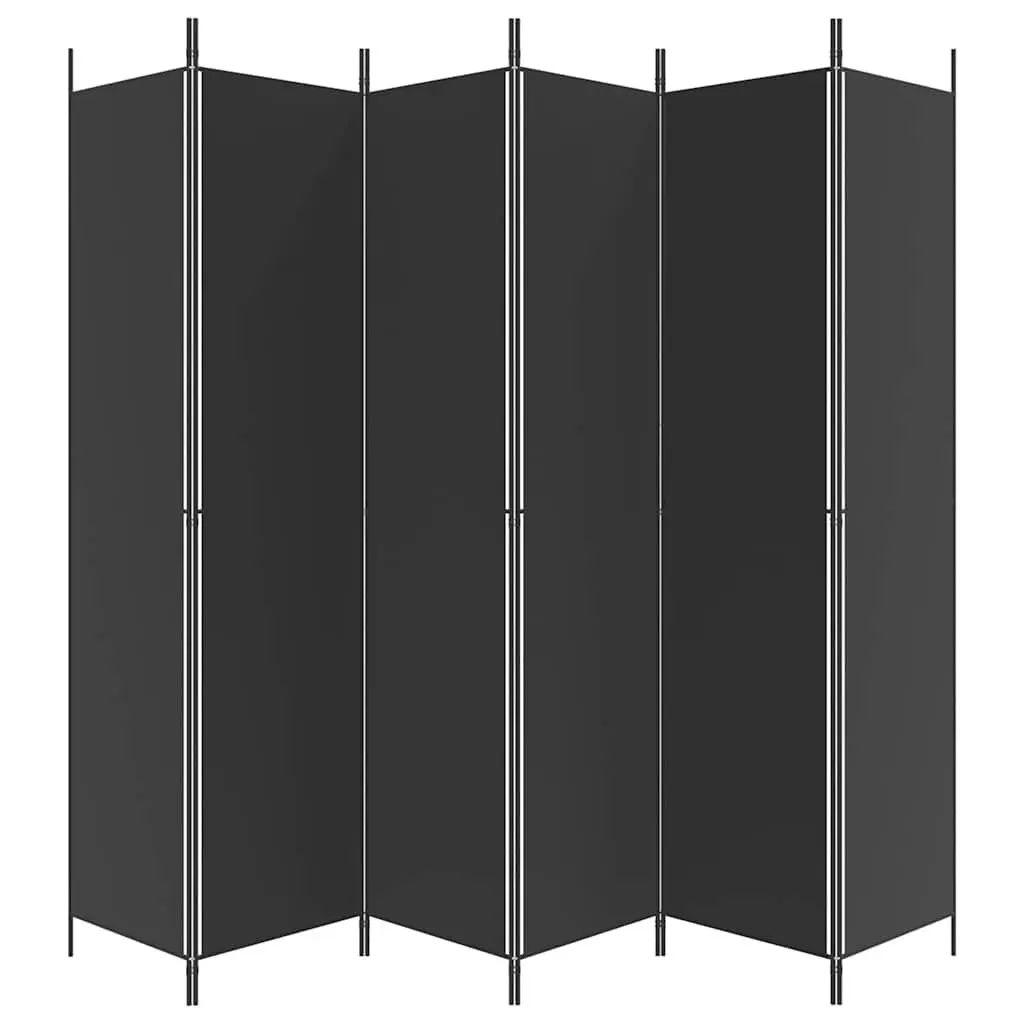 6-Panel Room Divider Screen Foldable Fabric Privacy Partition 300x220cm Black