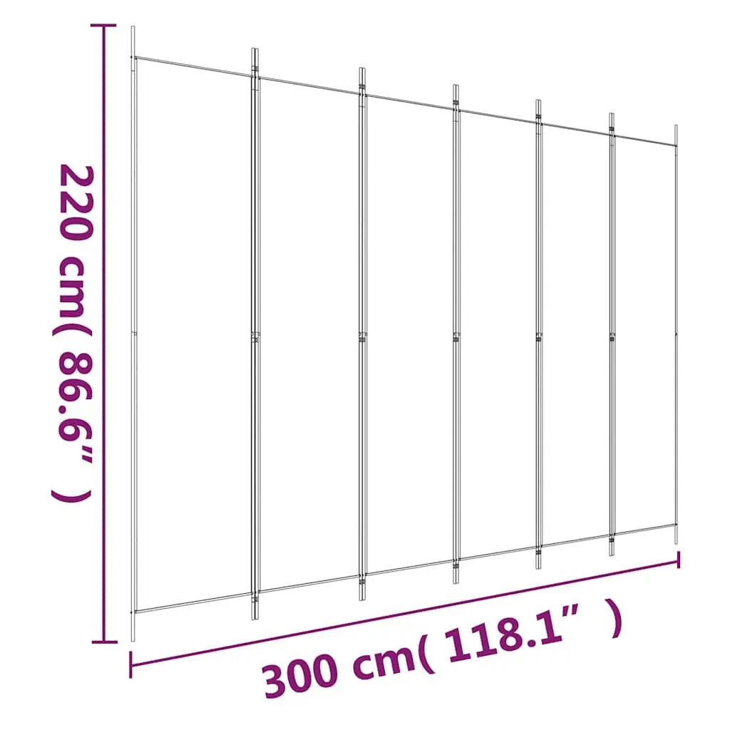 6-Panel Room Divider Screen Foldable Fabric Privacy Partition 300x220cm Black