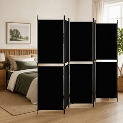 Room Divider Screen 5-Panel Folding Partition Privacy Screen Foldable Black