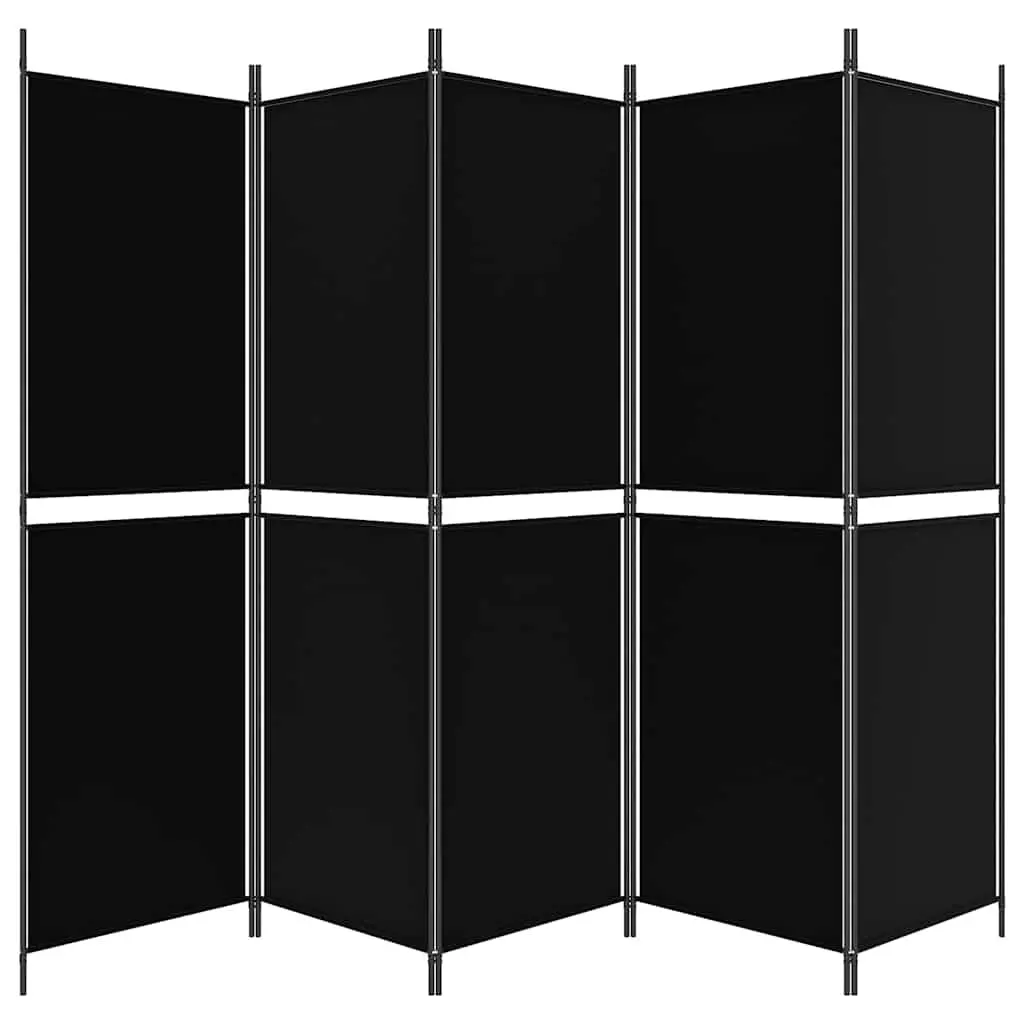 Room Divider Screen 5-Panel Folding Partition Privacy Screen Fabric Black