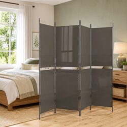 4-Panel Room Divider Screen Anthracite Foldable Privacy Partition Fabric Folding