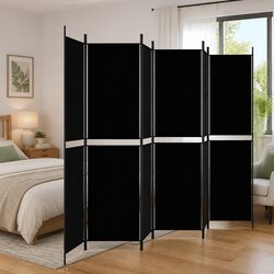 6-Panel Room Divider Screen Black Foldable Partition Privacy Space Separation