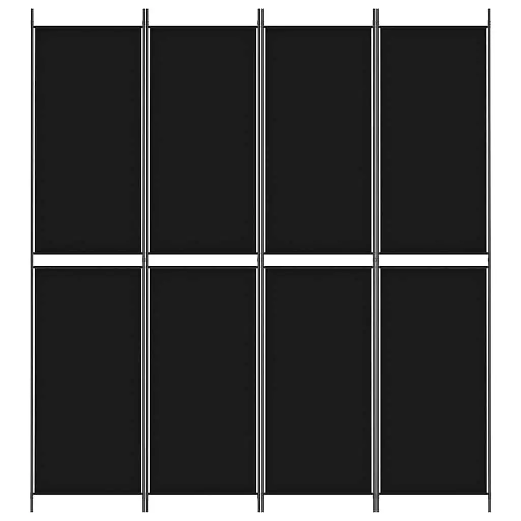 4-Panel Room Divider Foldable Fabric Privacy Screen 200x220 cm Black
