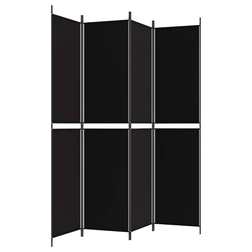 4-Panel Room Divider Foldable Fabric Privacy Screen 200x220 cm Black