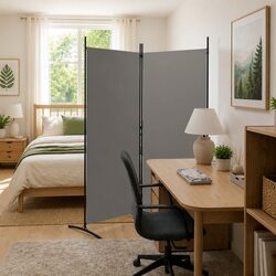 Room Divider 2-Panel Folding Screen Partition Privacy Anthracite Fabric